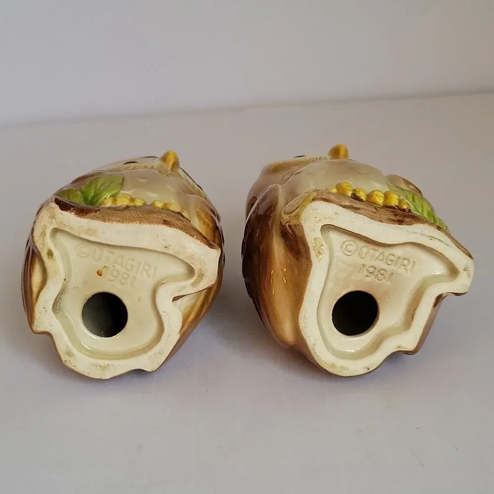 Vintage Otagiri Owl Salt Pepper Shakers 1981 Autumn Retro 1980s Forest Kitsch